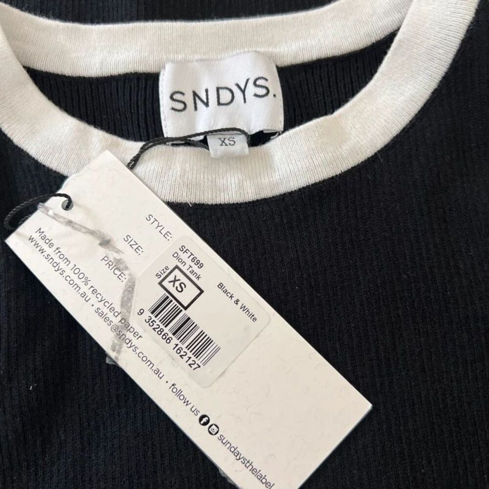 SNDYS. Dion Tank in Black and White NWT Size XS